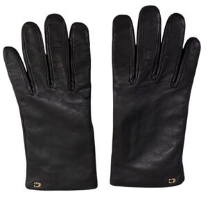 Coach Ladies Sculpted Signature Leather Tech Gloves Black Size 8 Gently Used